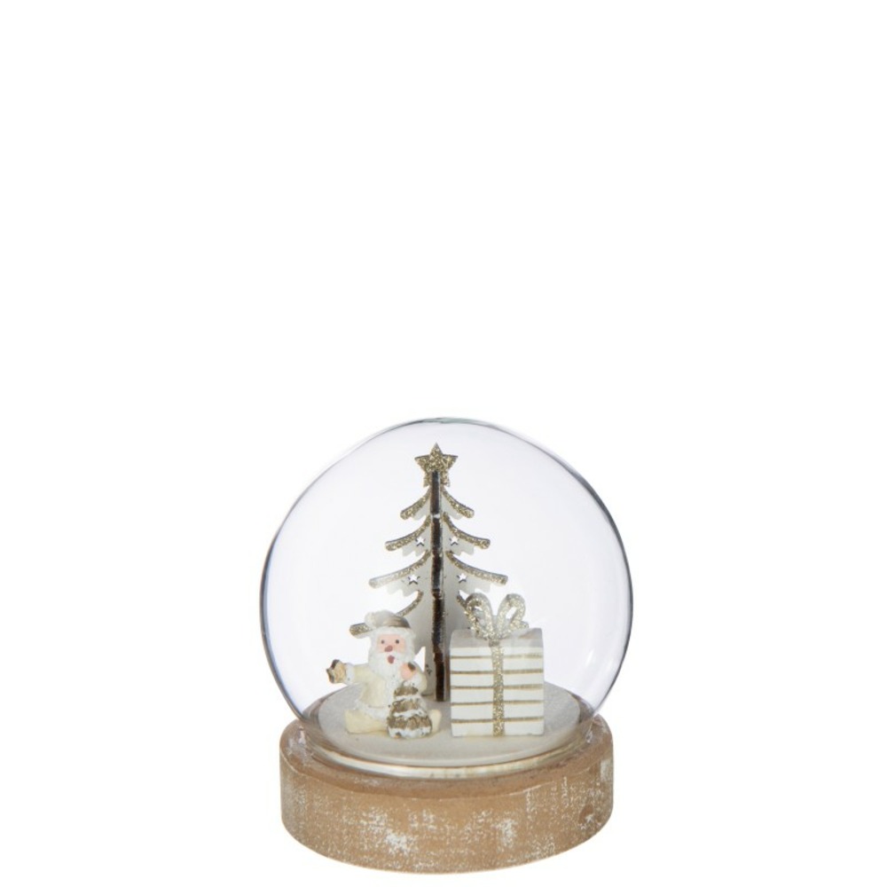 Boule de noël à led en verre et bois d.10 cm