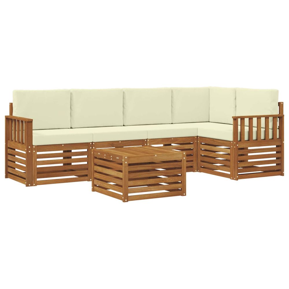 Ensemble de canapés d'extérieur 6 pc naturel et crème polyester