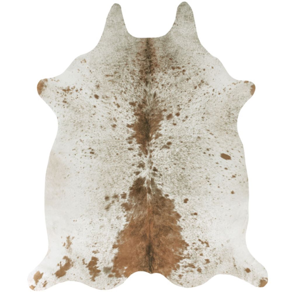 Tapis peau de bête imprimé hd - imitation vache tachetée claire - marron et blanc - 155 x 190 cm
