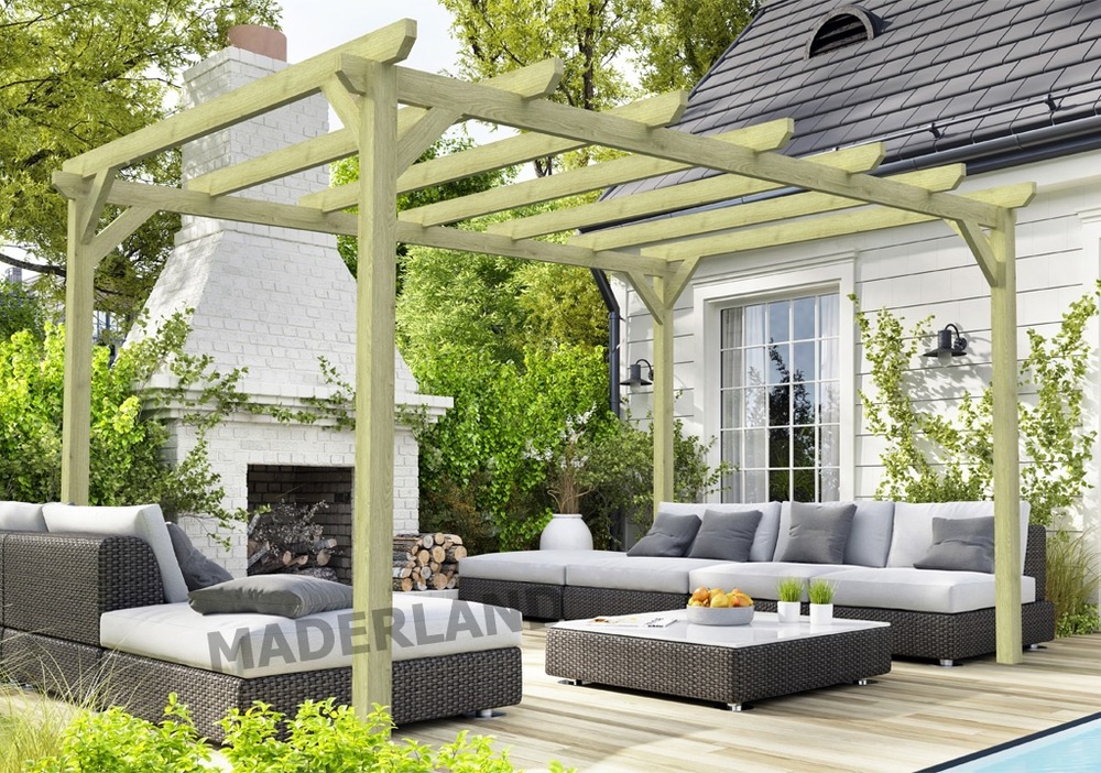 Pergola en bois autoportante - modèle cambados - 510 x 420 cm