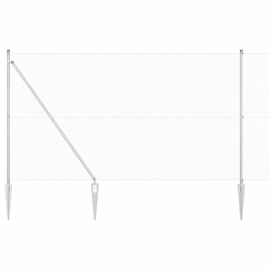 Clôture avec poteaux argent 1.5 x 10 m acier