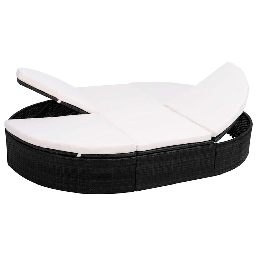 Lit de repos d'extérieur avec coussin résine tressée noir