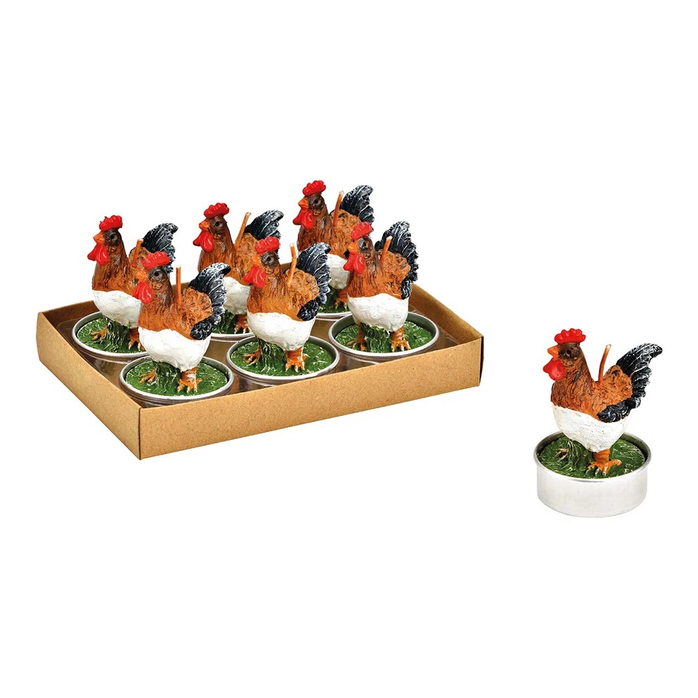 Bougies chauffe-plat poule en cire set de 6