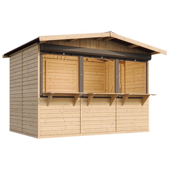 Timbela m150az maison de jardin en bois, étal de marché en bois 263 x 336 cm / 6 m²
