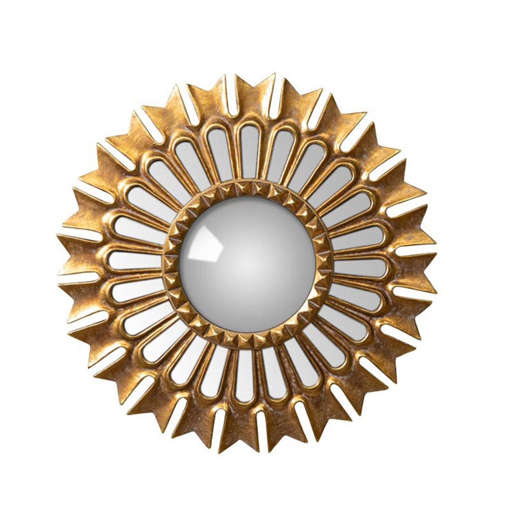 Miroir Convexe Décoratif Doré 38 Cm - Forme Ronde - Pour Intérieur Ou Extérieur