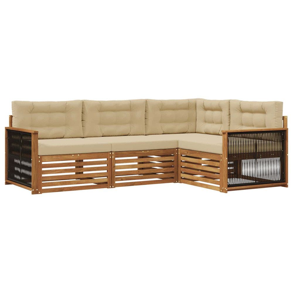 Ensemble de canapés d'extérieur 4 pcs naturel et beige