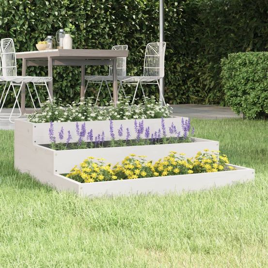 Jardinière surélevée 3 étages 78x78 cm bois de pin blanc