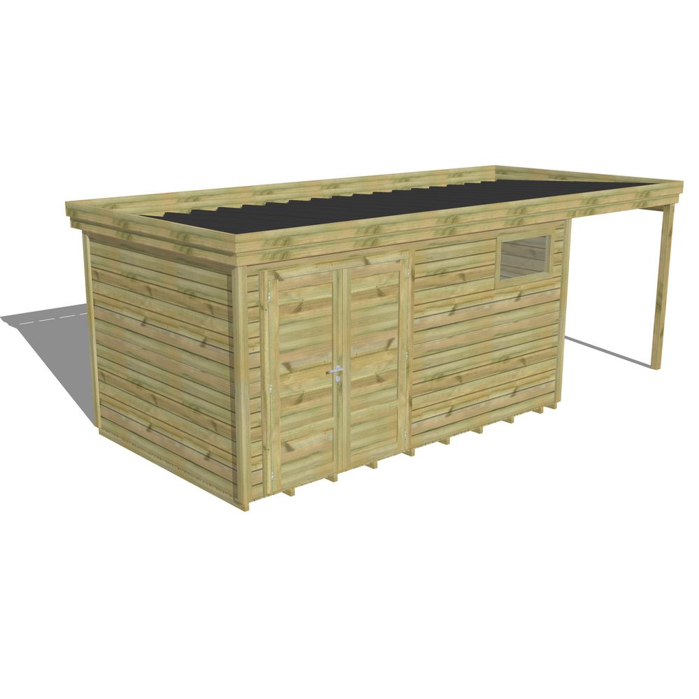 Abri de jardin bois pin traité autoclave 27mm - 6,34x2,64m / 17m2 - bac acier - plancher bois