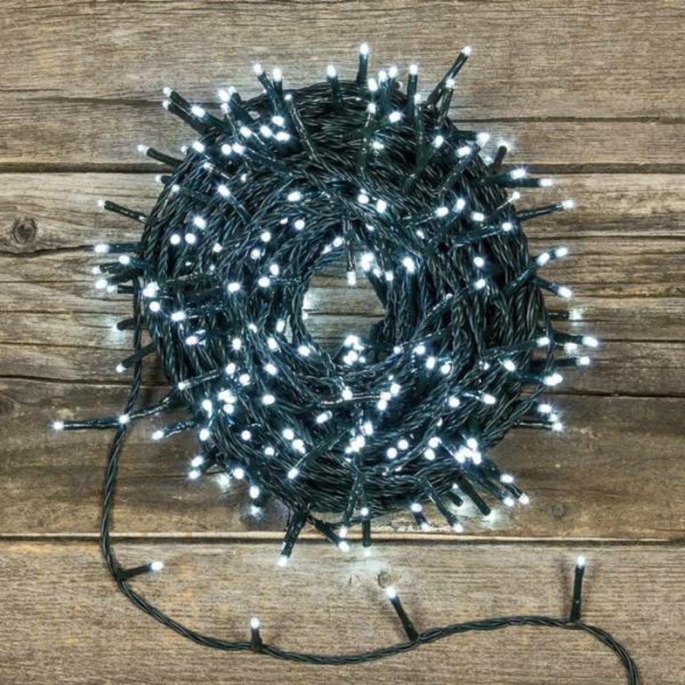 Guirlande lumineuse 53m 750 led blanc froid 8 modes d'animations câble 30v vert foncé lotti