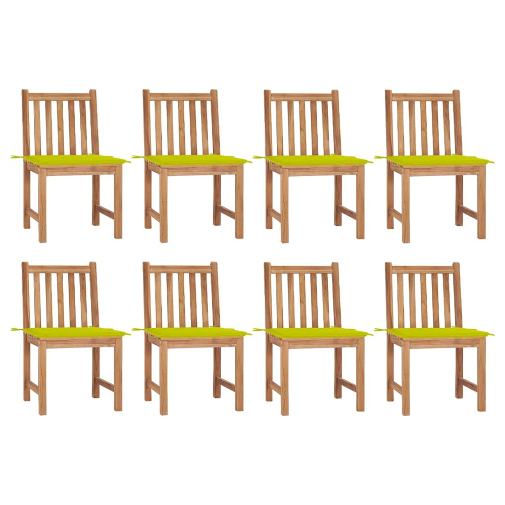 Chaises de jardin lot de 8 avec coussins bois de teck massif