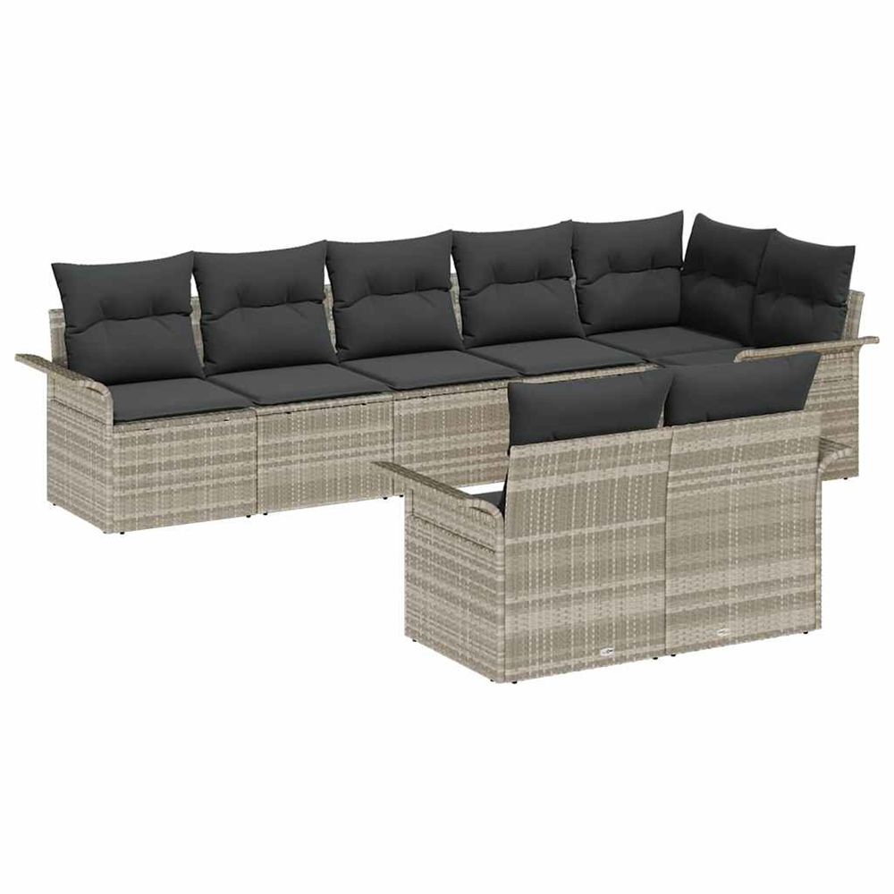 Ensemble de canapé de jardin 8 pc gris clair polyrotin