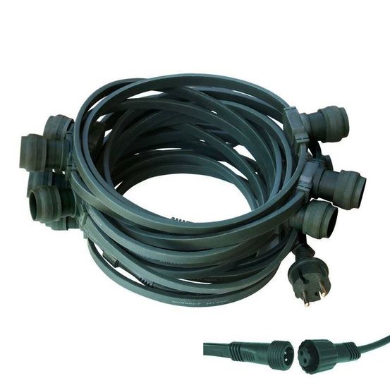 Guirlande guinguette câble vert 30m 30 culots e27 extérieure ip65 professionnelle