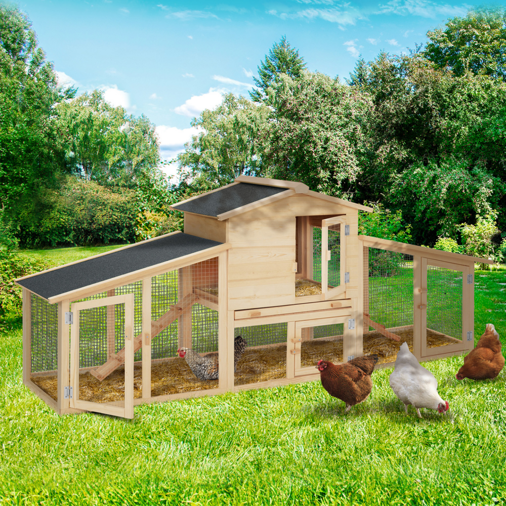 Poulailler vip avec clapier double xxl en bois