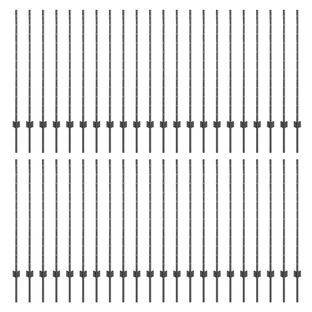 Poteau de clôture. 44 pcs gris 160 cm acier