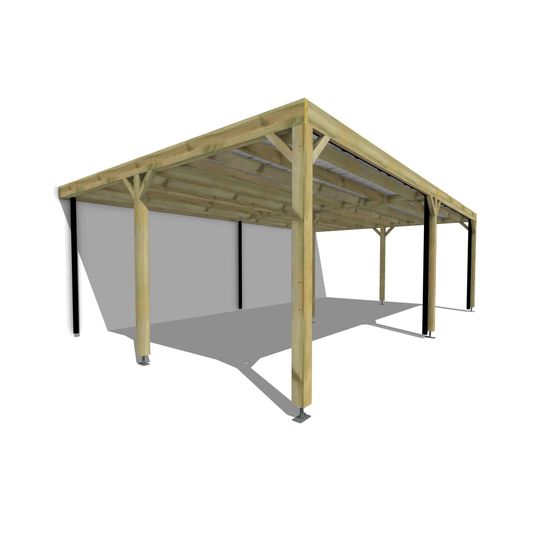 Carport bois adossé 3 voitures 40 m² • 8 x 5 m • hauteur de passage 2,37 m • sens largeur • livraison comprise