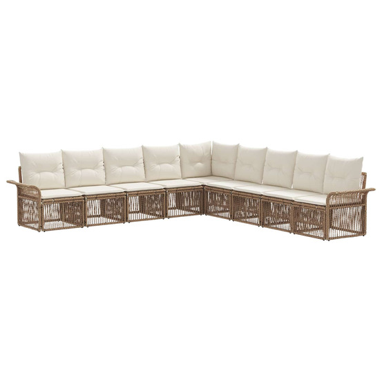 Ensemble de canapé de jardin 9 pcs beige polyrotin