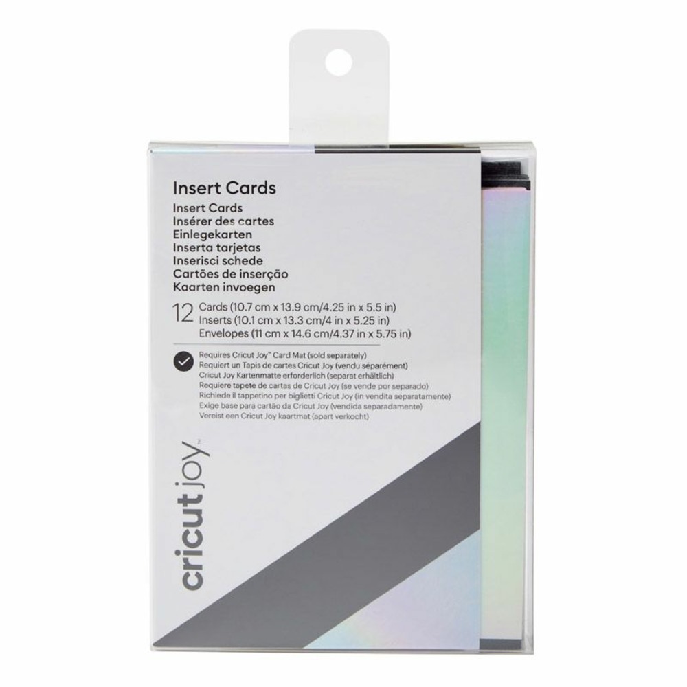 12 cartes et enveloppes noir et argent holographique 13,9 x 10,7 cm cricut