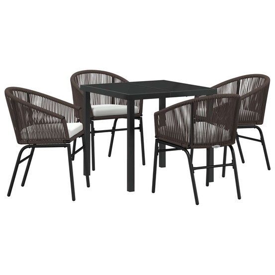 Ensemble de salle à manger pour jardin 5 pcs marron