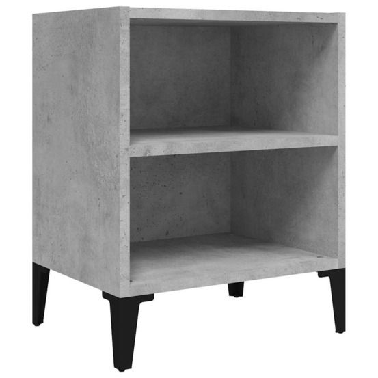 Table de chevet avec pieds en métal gris béton 40x30x50 cm