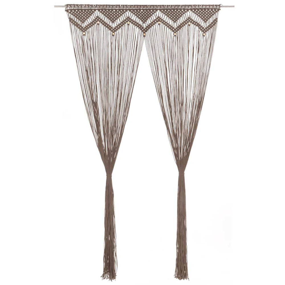 Rideau en macramé taupe 140x240 cm coton