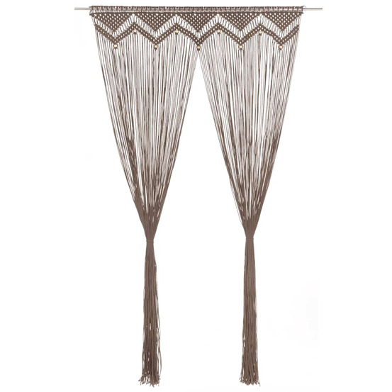 Rideau en macramé taupe 140x240 cm coton