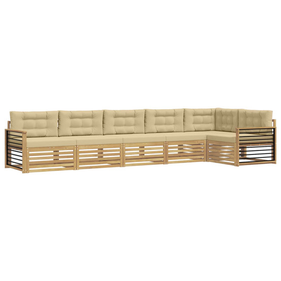 Ensemble de canapés d'extérieur 6 pcs blanc et beige polyester