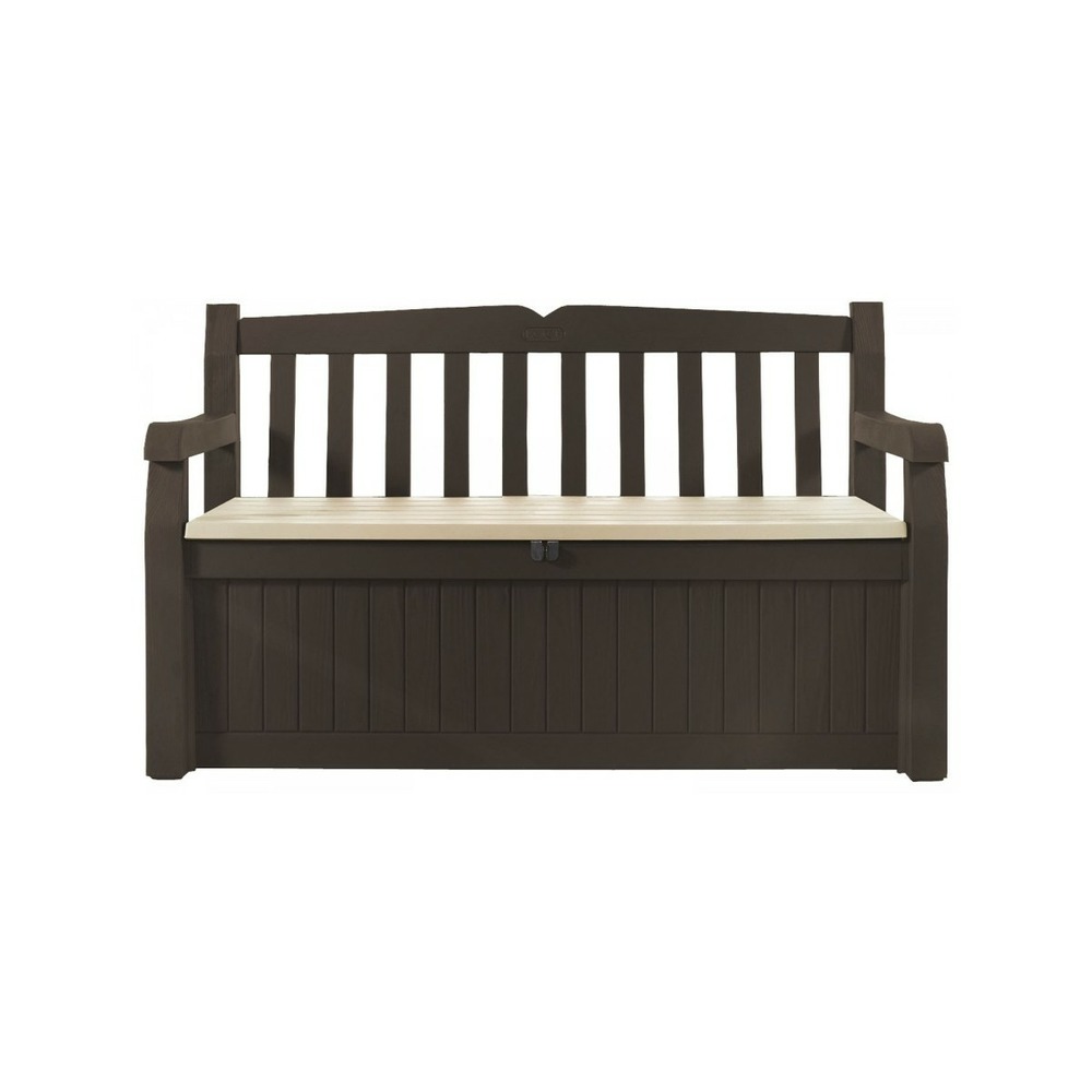 Coffre de jardin / banc 265l keter eden effet bois l140xp60xh84 cm