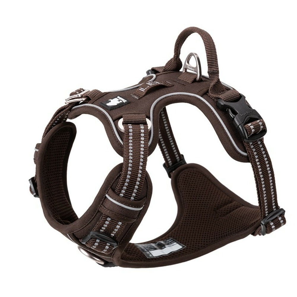 Harnais chien country plus + dressage anti traction & promenade - réfléchissant - M : 53 - 66 cm - Brun