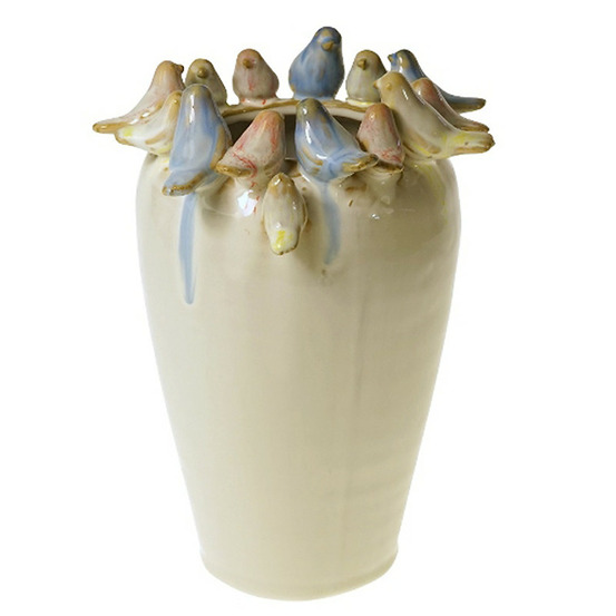 Vase bird grès coloré 17x17x23cm