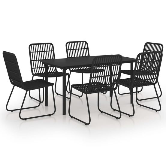 Ensemble à manger d'extérieur 7 pcs résine tressée et verre