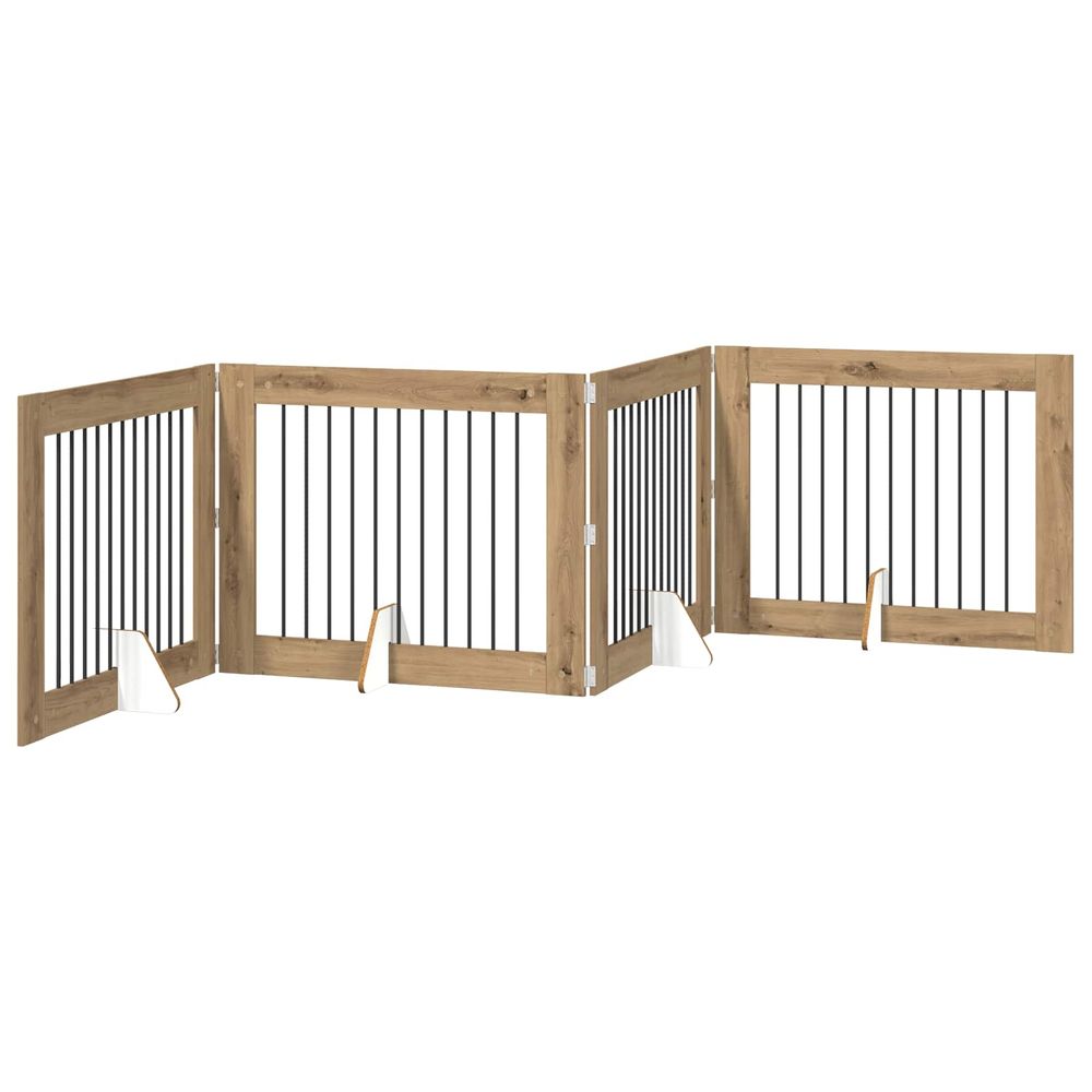 Porte de chien pliable avec supports 4 pc chêne artisanal