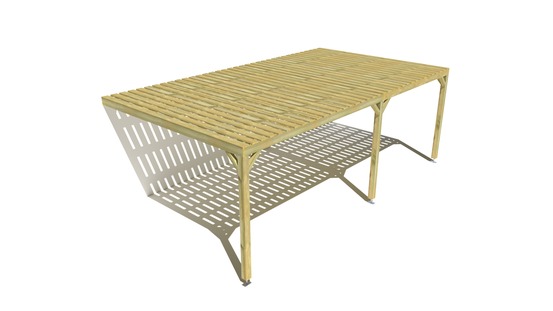 Pergola bois • 7m x 4m • adossée • sens largeur • platelage bois • livraison comprise