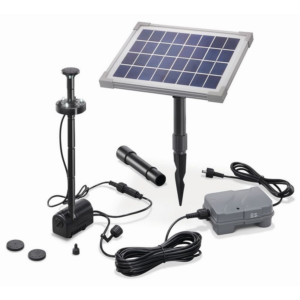 Kit pompe bassin solaire avec batterie et filtre : jet d'eau 160l-5w