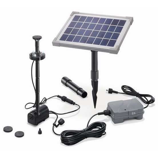 Kit pompe bassin solaire avec batterie et filtre : jet d'eau 160l-5w