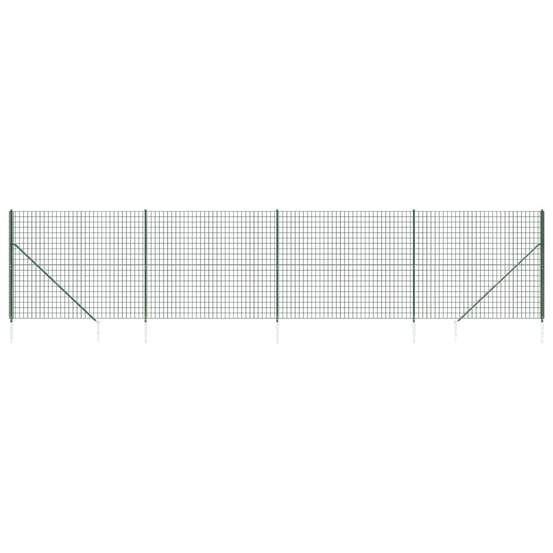 Clôture en treillis métallique et piquet d'ancrage vert 1,4x10m