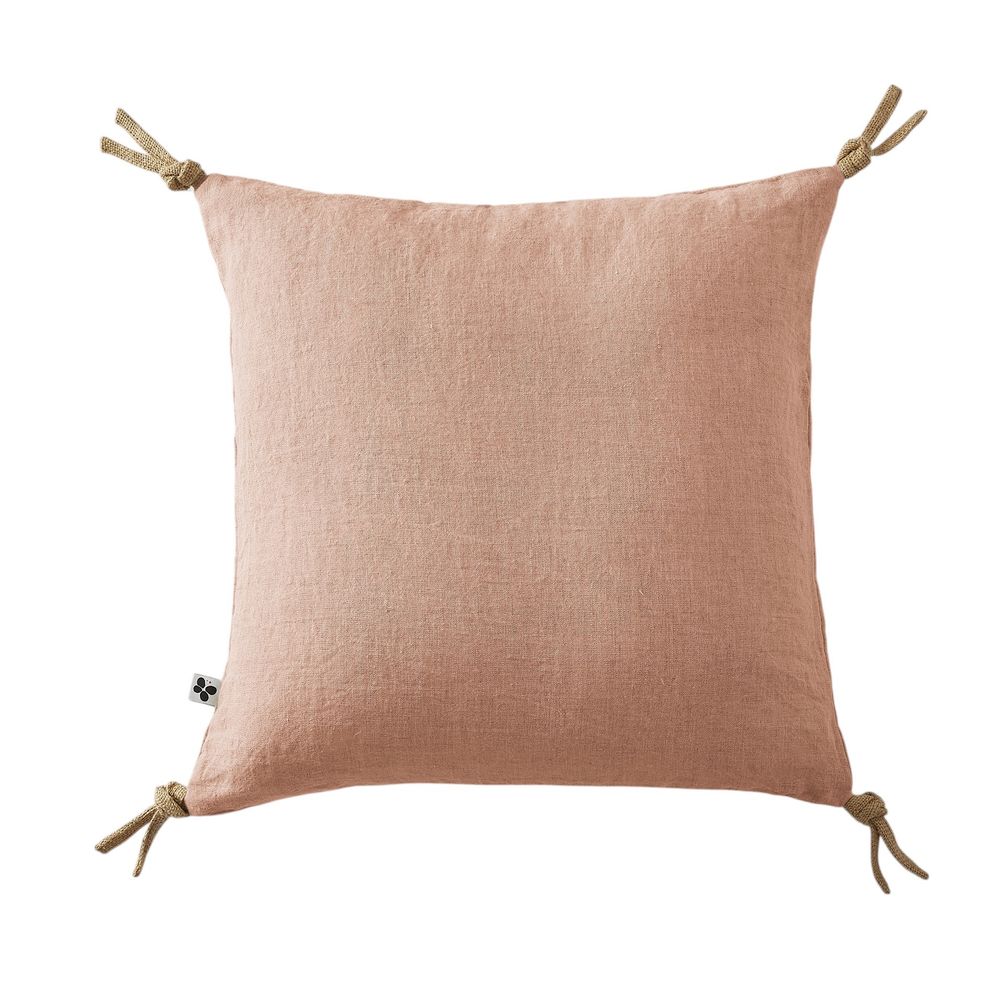Coussin pompons lin lave collection soline