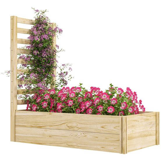 Jardinière en bois avec treillis carré potager pour jardin terrasse 115x60x110 cm naturel