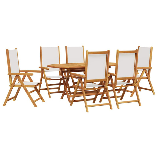 Ensemble de salle à manger pour jardin 7 pcs blanc crème