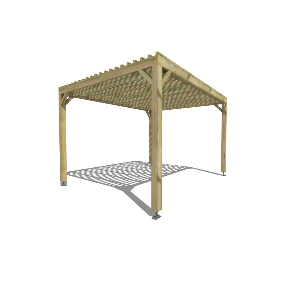 Pergola bois • 4m x 3m • indépendante • sens profondeur • lattage bois • livraison comprise