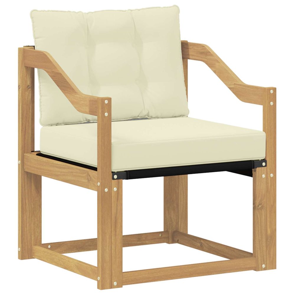 Canapé d’extérieur bois d'acacia massif blanc et crème