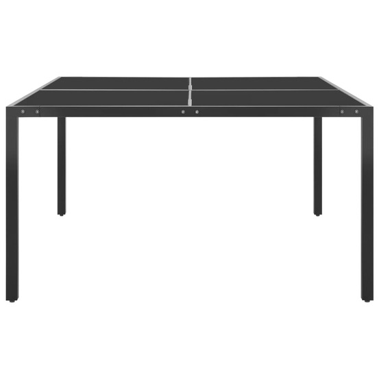 Table de jardin anthracite 130x130x72 cm acier et verre