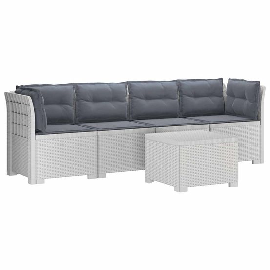 Canapé de jardin 4 places avec coussins look rotin pp blanc