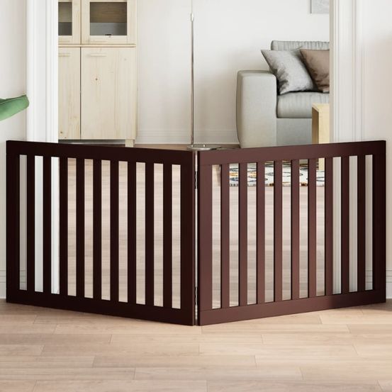 Barrière chien extensible bois pliable protection brun 160cm