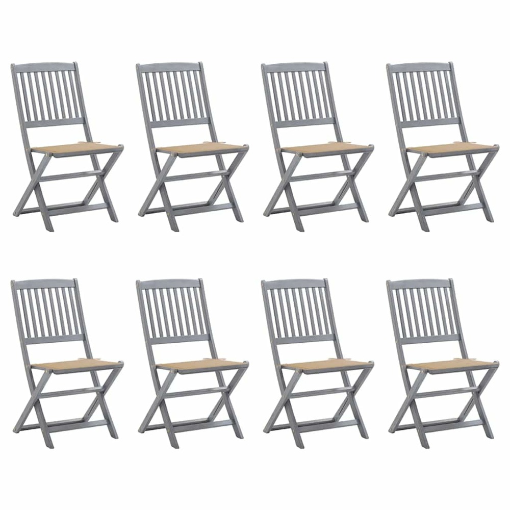 Chaises pliables d'extérieur lot de 8 et coussins bois d'acacia