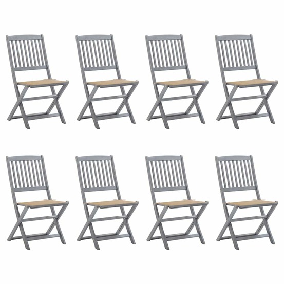 Chaises pliables d'extérieur lot de 8 et coussins bois d'acacia