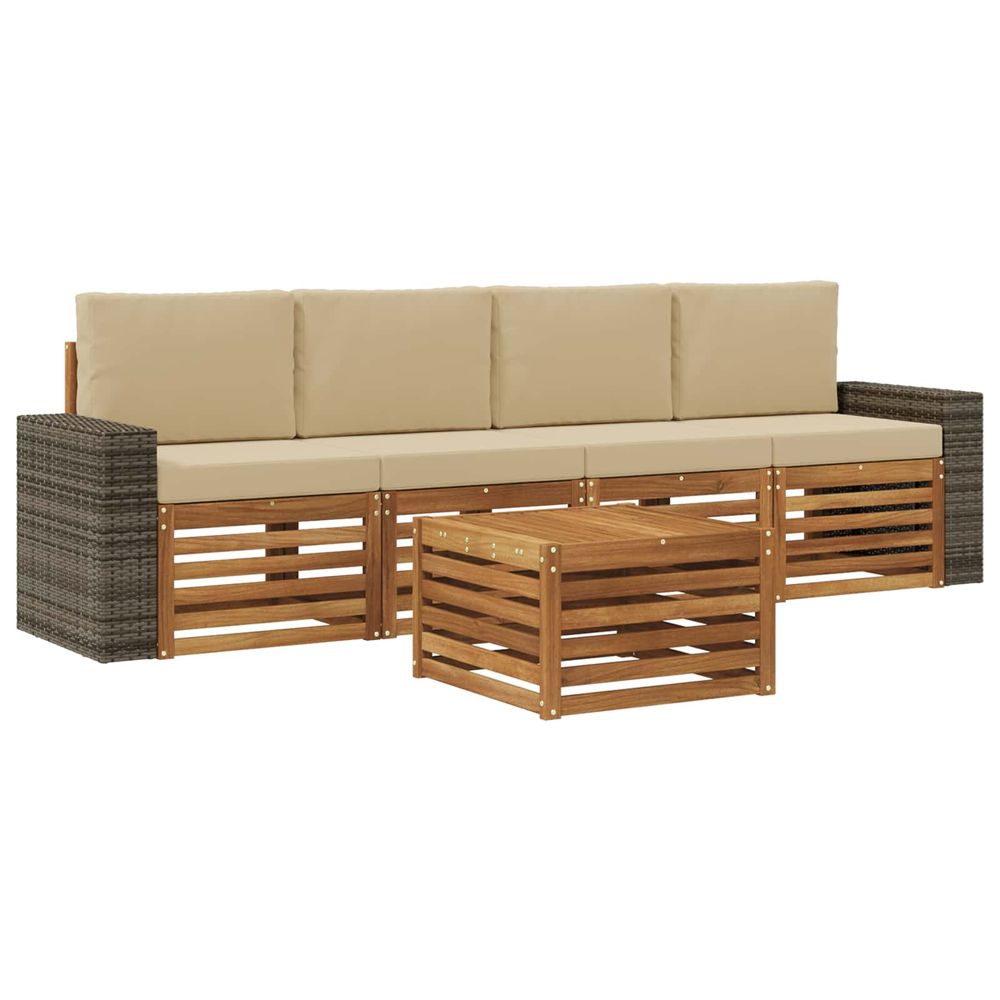 Ensemble de canapés d'extérieur 5 pc naturel et beige