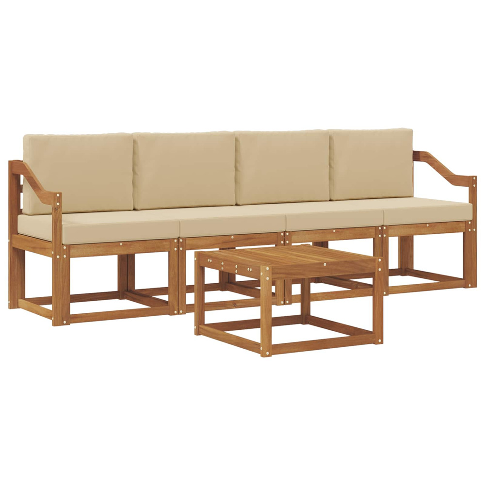 Ensemble de canapés d'extérieur 5 pcs naturel et beige