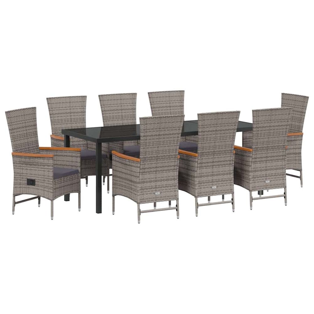 Ensemble de salle à manger pour jardin 9 pc gris