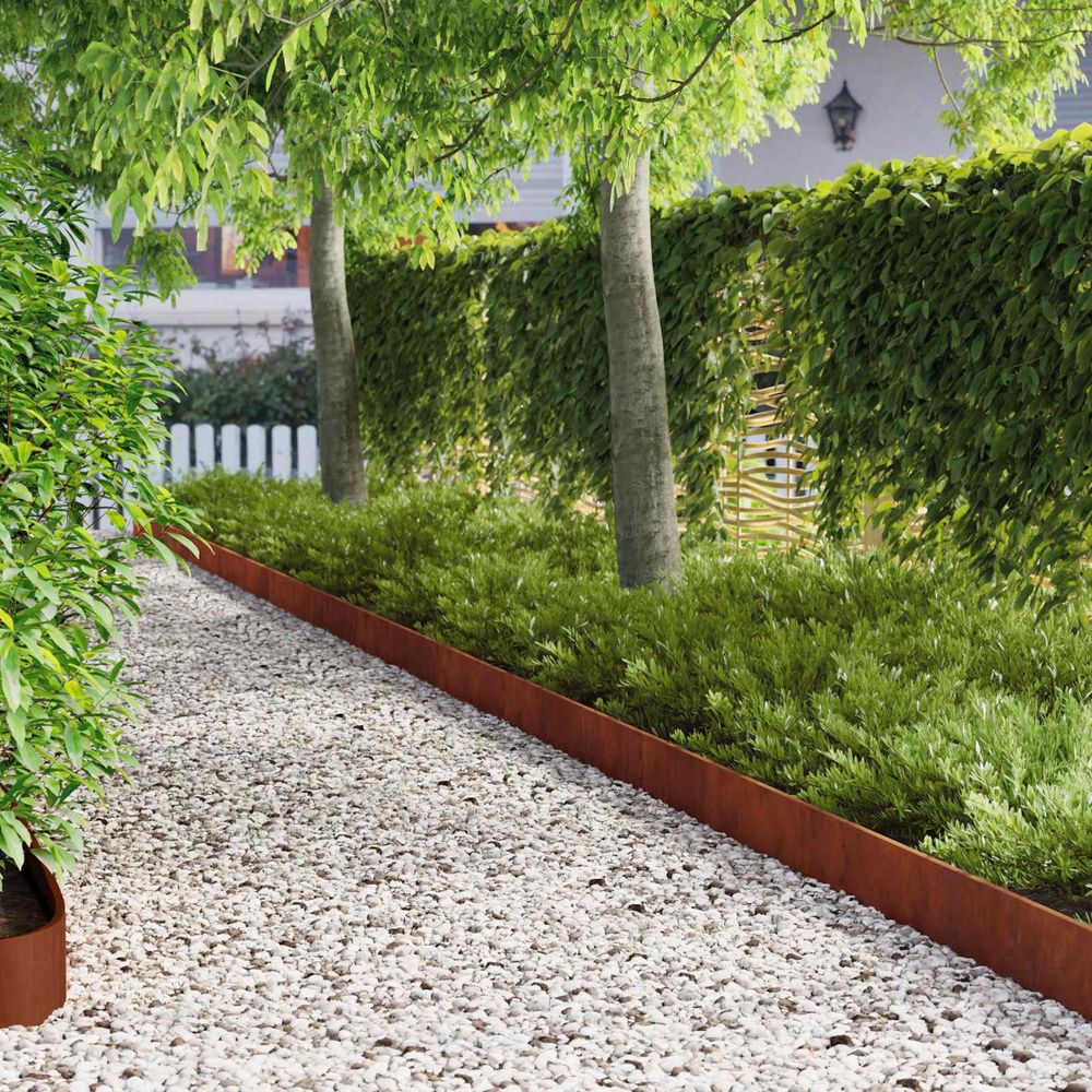 Bordure de jardin acier aménagement extérieur séparation flexible 10pcs 103x15cm rouillé