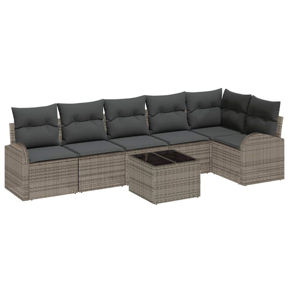 Ensemble de canapé de jardin 7 pc gris polyrotin